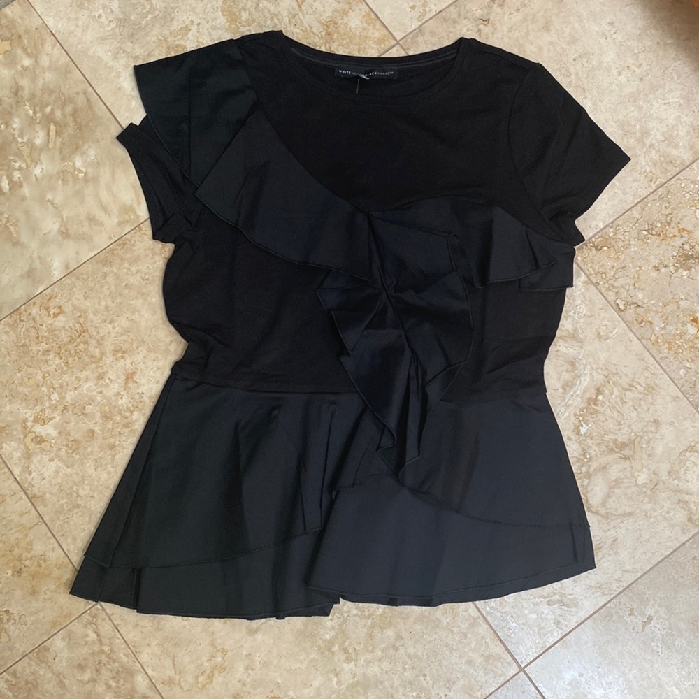 BHWM BLACK Woven Top . Size M Black